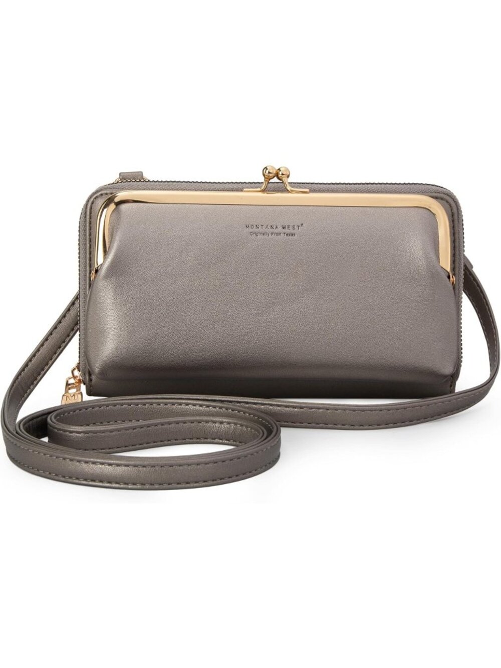 Montana West Women's Wallet Sliver Faux Leather Adjustable Strap Crossbody Bag